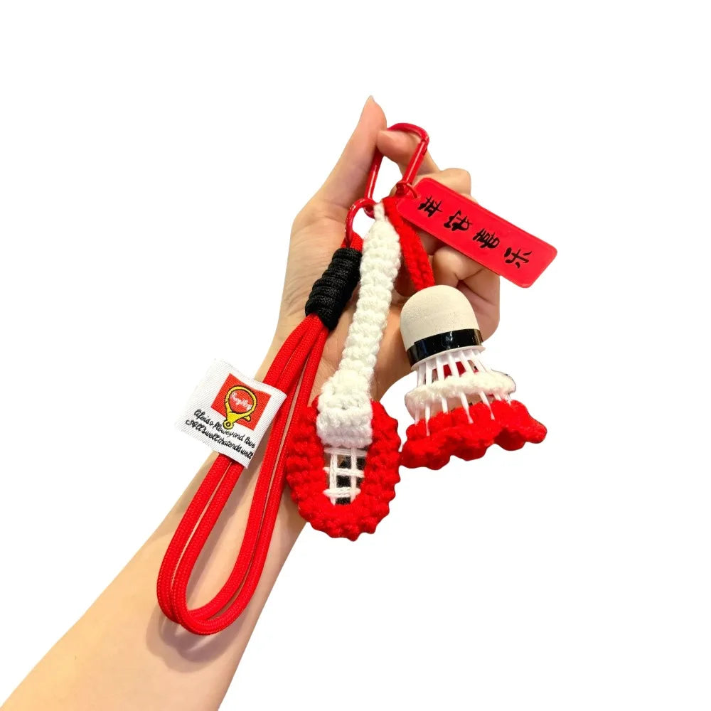 Crochet Badminton Keychain Mini Sports Bag Charm