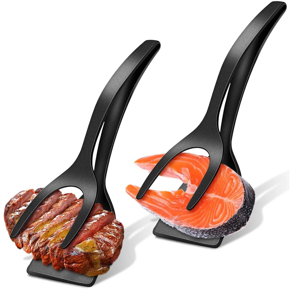 2-in-1 Grip Flip Spatula Clamp – Non-Stick Kitchen Turner Tool