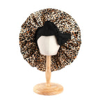 New Women Large Satin Bonnet Silky Night Sleeping Cap with Stretchy Tie Band Shower Cap Curly Braid Hair Head Cover Turban