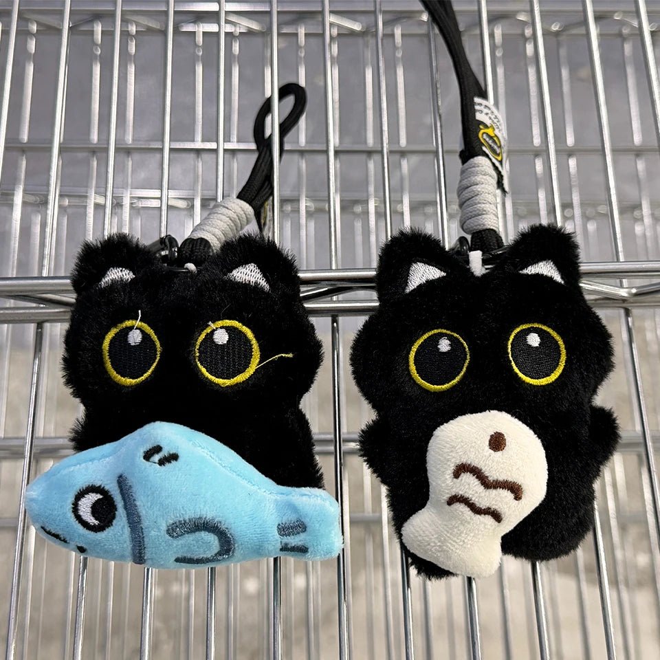 Cute Black Cat Plush Keychain Kawaii Bag Charm