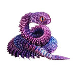 3D Printed Snake Movable Joint Toy Doll Simulation Snake Model Office Desktop Decoration Handicraft Toy for Children Gift 30cm