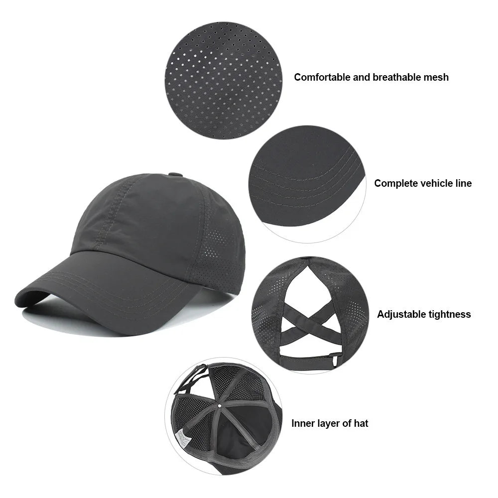 Women's Quick Dry Mesh Ponytail Baseball Cap for Outdoor Style