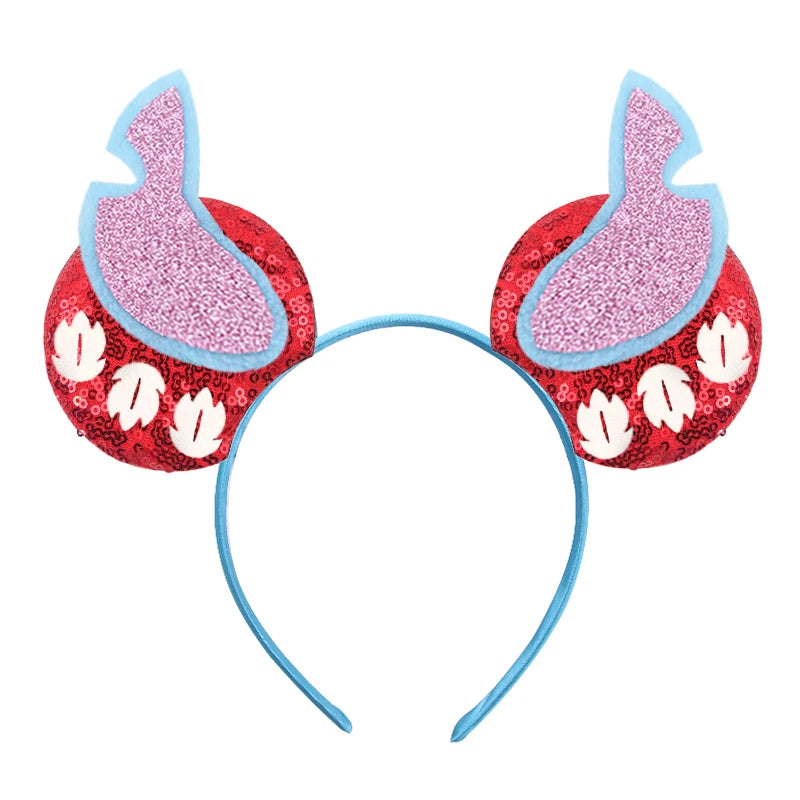 2026 Festival Party Cosplay Mouse Ears Headband 3.3" Ears Glitter Hairband For Boys Girls DIY Cartoon Hair Accessories