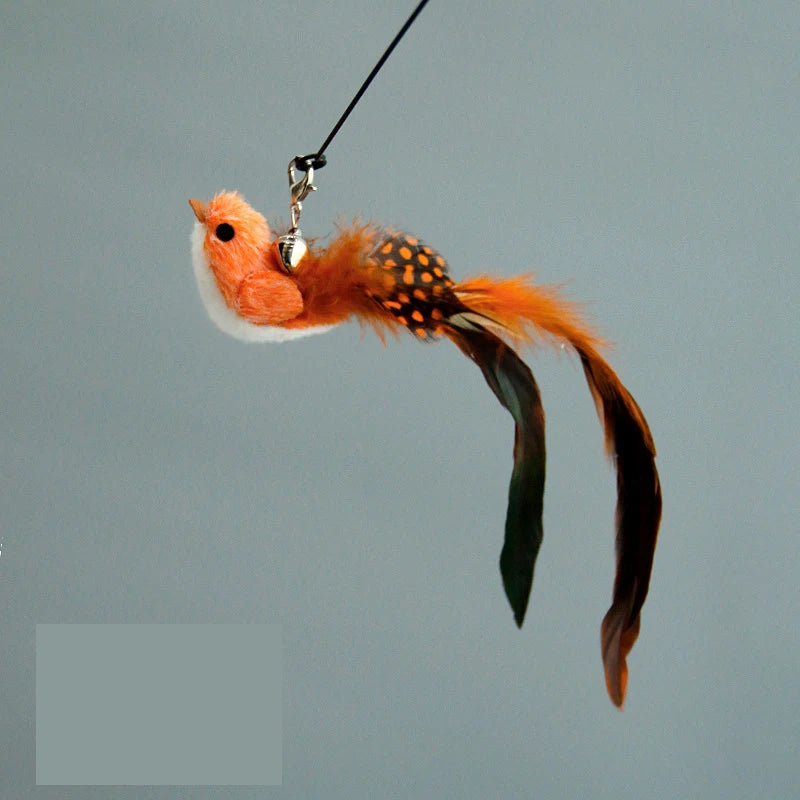Interactive Bird Feather Cat Wand Toy for Indoor Hunting Play