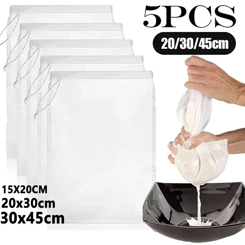 Reusable Nut Milk Bag Fine Mesh Strainer for Juice and Yogurt Filter