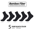 5 Pairs Bamboo Fiber Men's Socks Classic Business Crew Socks Spring Autumn Casual Comfortable Breathable Compression Bamboo Sox