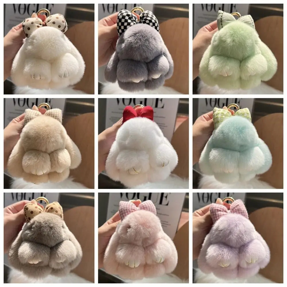 Cute Rabbit Bow Plush Keychain Bag Charm Gift for Girls and Women