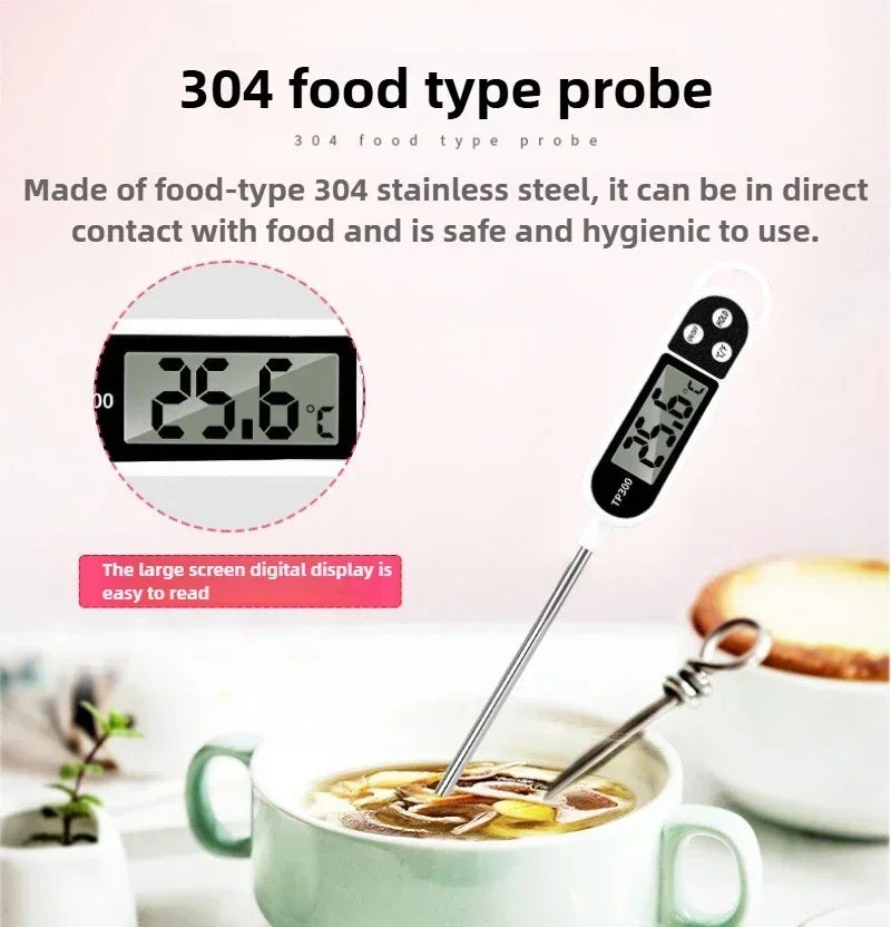 Digital Kitchen Thermometer – LCD Food Temperature Measuring Tool for Meat, Baking & BBQ