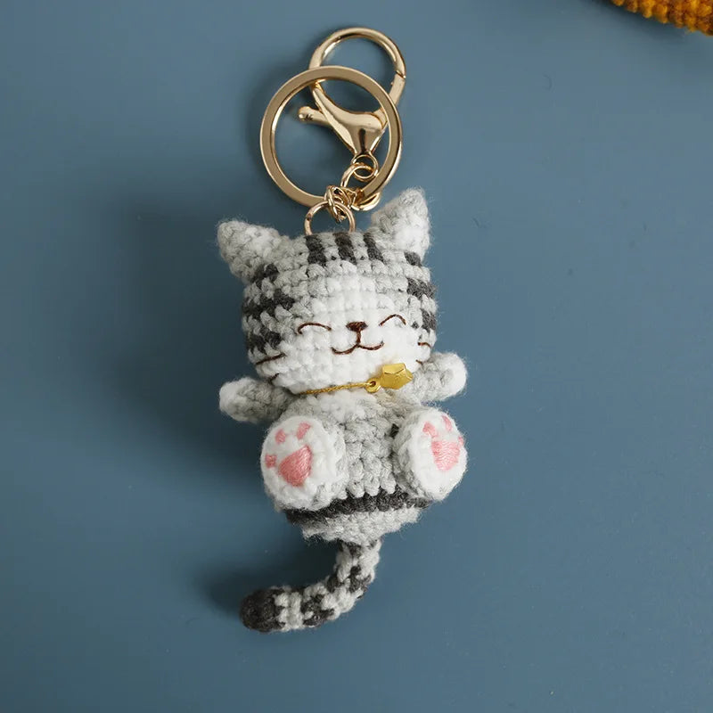 Small Cat Crochet Keychain Cute Kitten Bag Charm