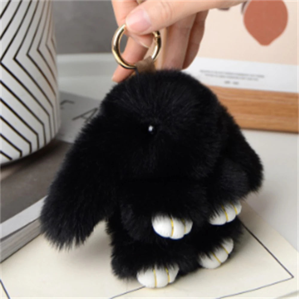 Soft Rabbit Fur Keychain Bag Charm for Women Handbag Accessory