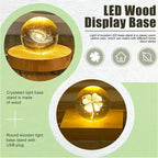 1/4pcs LED Wooden Round Lighted Base Adjustable Colors Changing Display Stand for Home Illuminate 3D Crystal Glass Resin Art