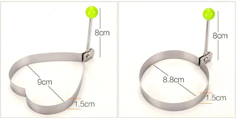 Stainless Steel Heart Fried Egg Mold for Pancakes and Omelettes
