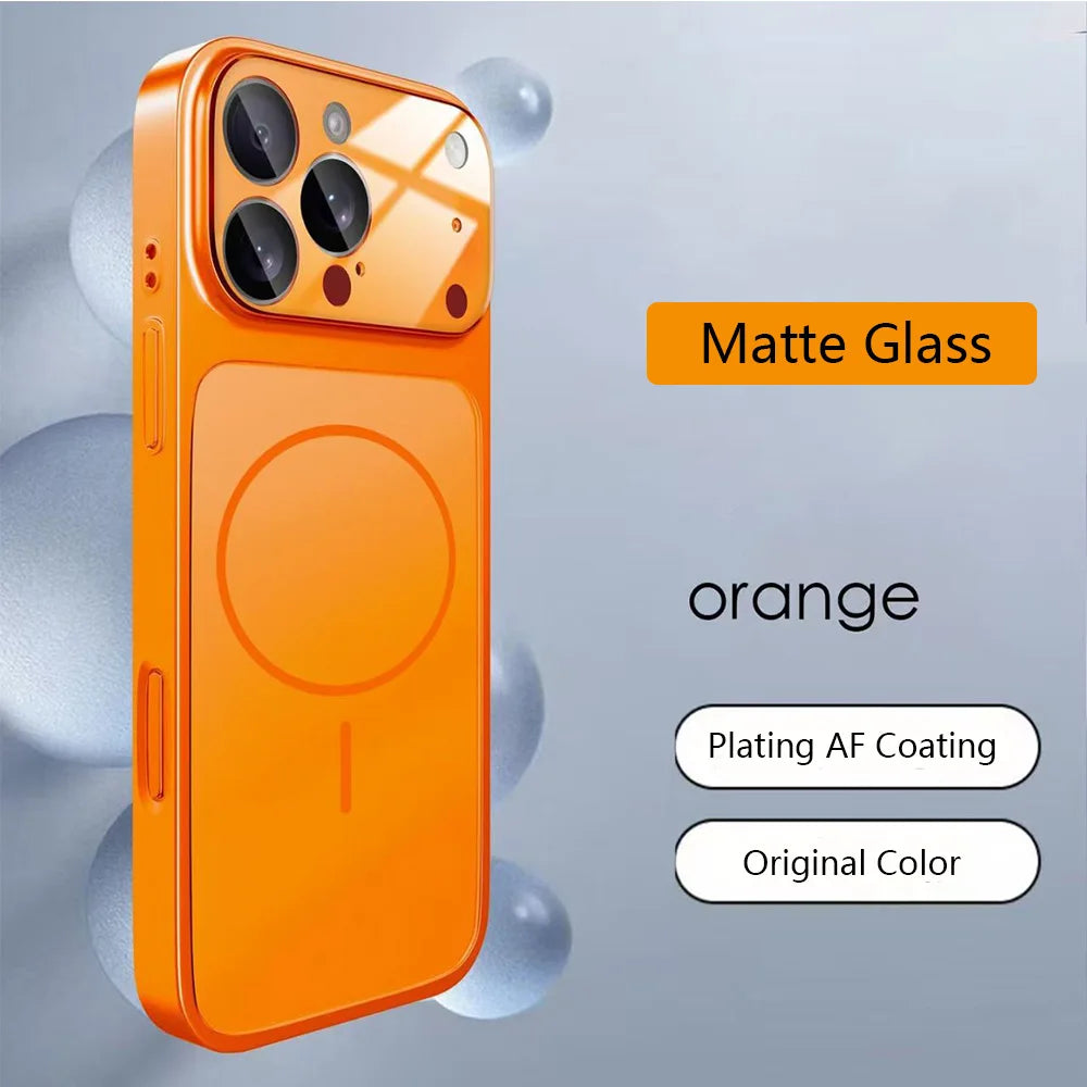 Original Glass Nano Matte For Magsafe Wireless Charging Armor Case For iPhone 18 17 16 15 14 13 12 11 Pro Max Air Magnetic Cover