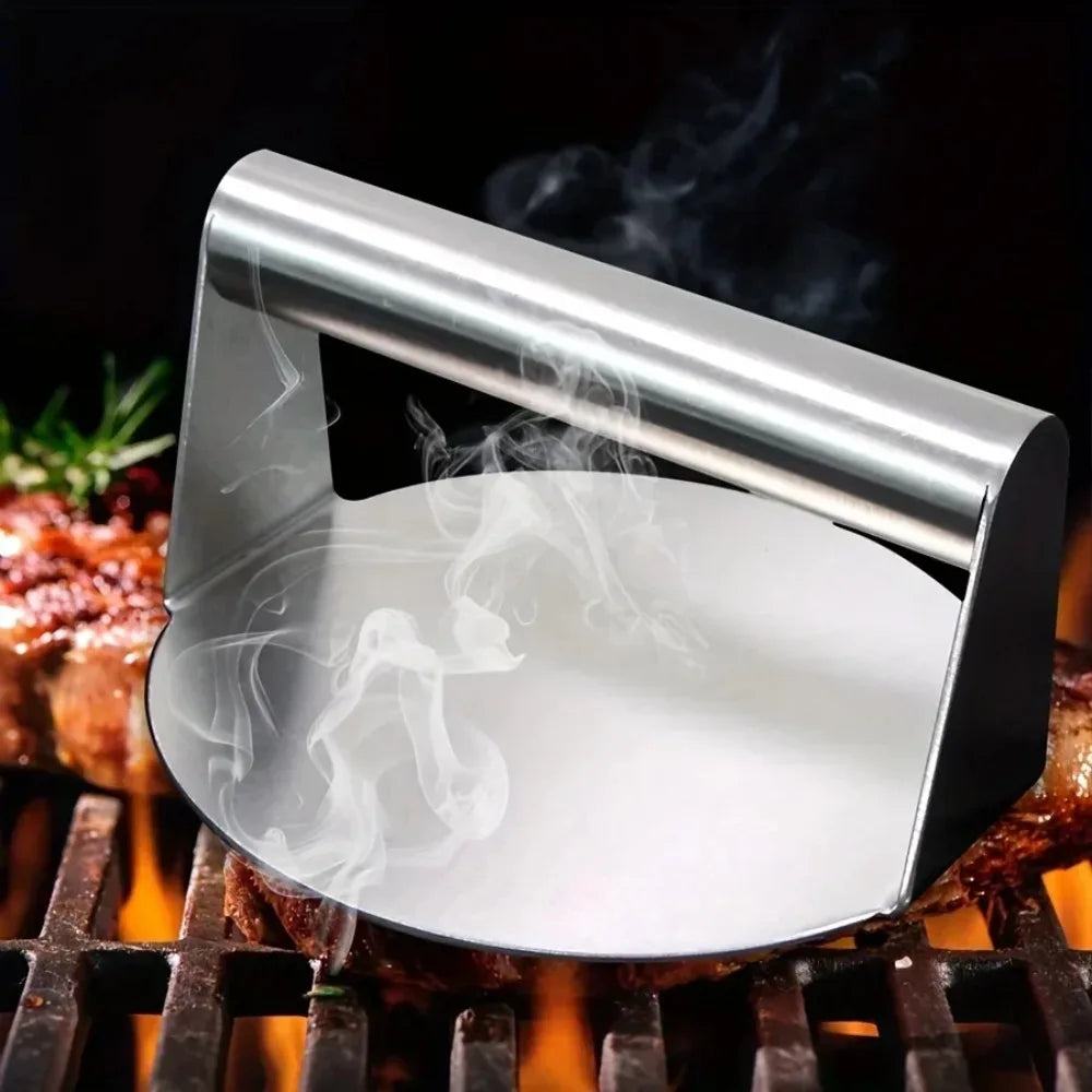 Heavy Duty Stainless Steel Smash Burger Press – BBQ Patty Smasher & Meat Press Tool - 10cm