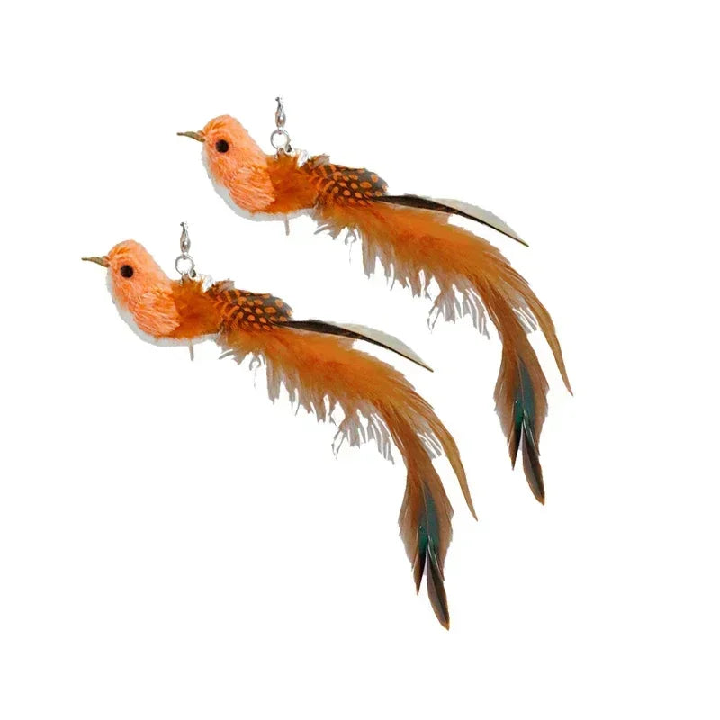 Peacock Bird Cat Teaser Wand for Interactive Hunting and Play