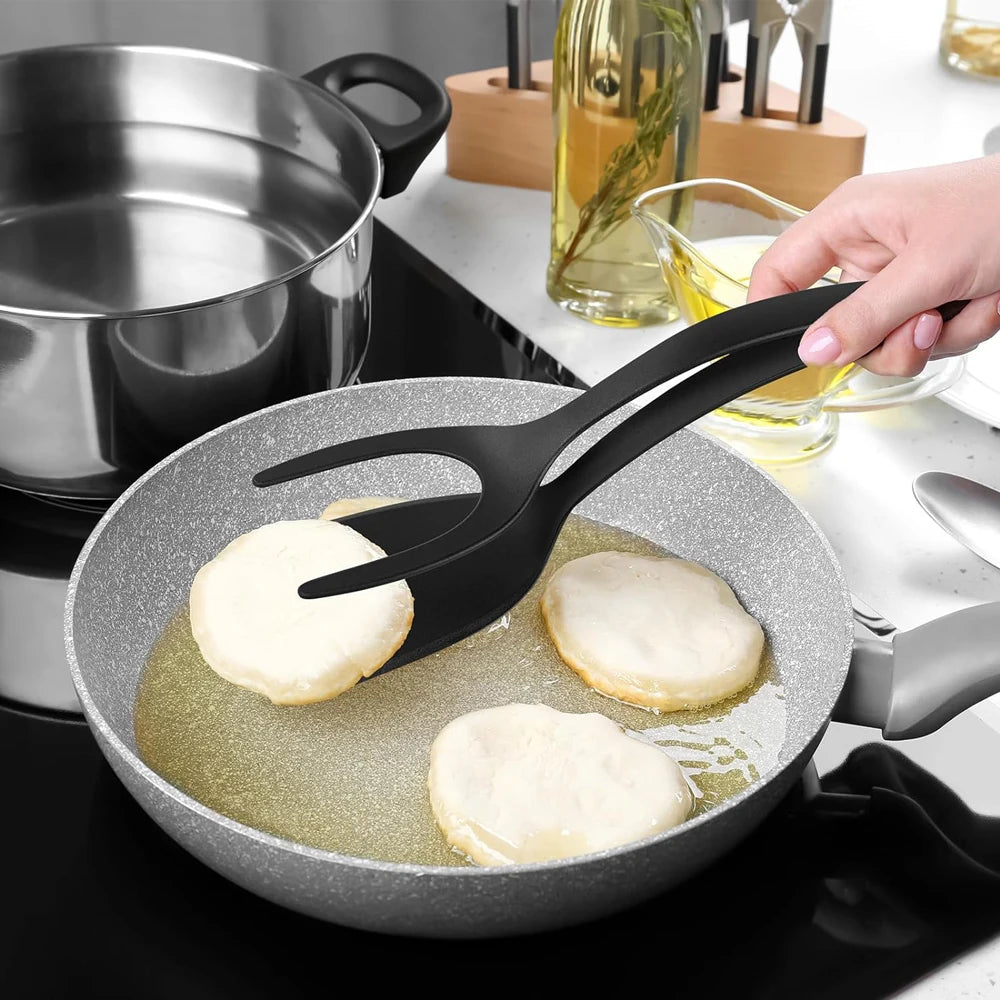 2-in-1 Grip Flip Spatula Clamp – Non-Stick Kitchen Turner Tool