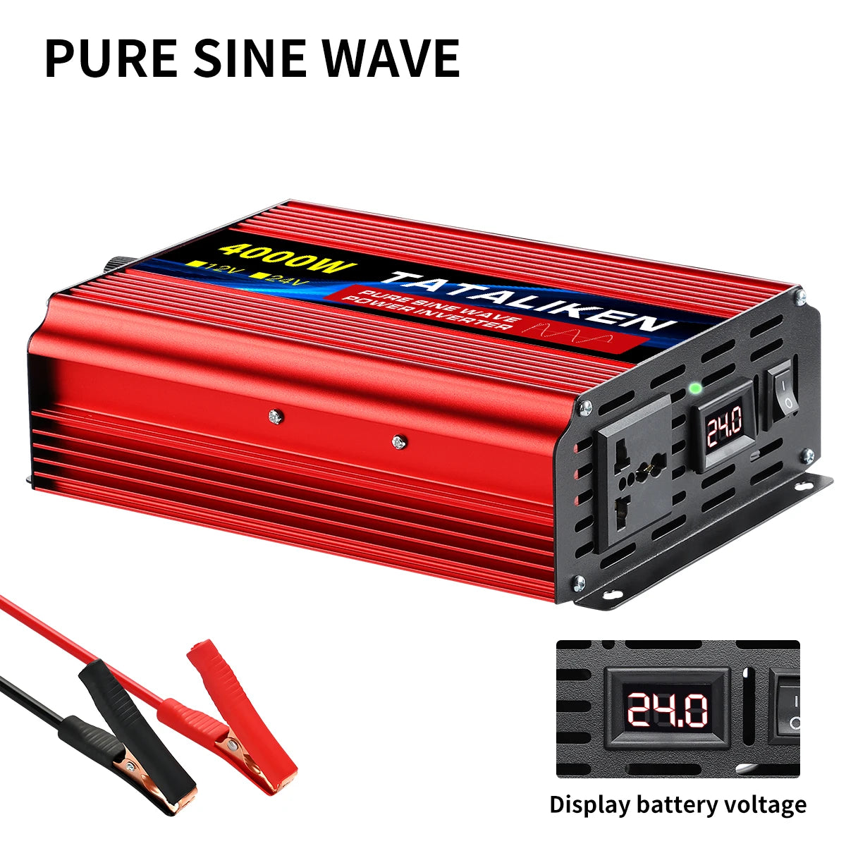 3000W DC 12V to AC 220V 50hz Pure Sine Wave Inverter Power Inverter Charger  Adapter Universal Socket