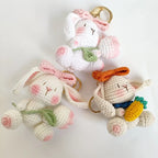Cute Mushroom Rabbit Crochet Keychain Bunny Bag Charm