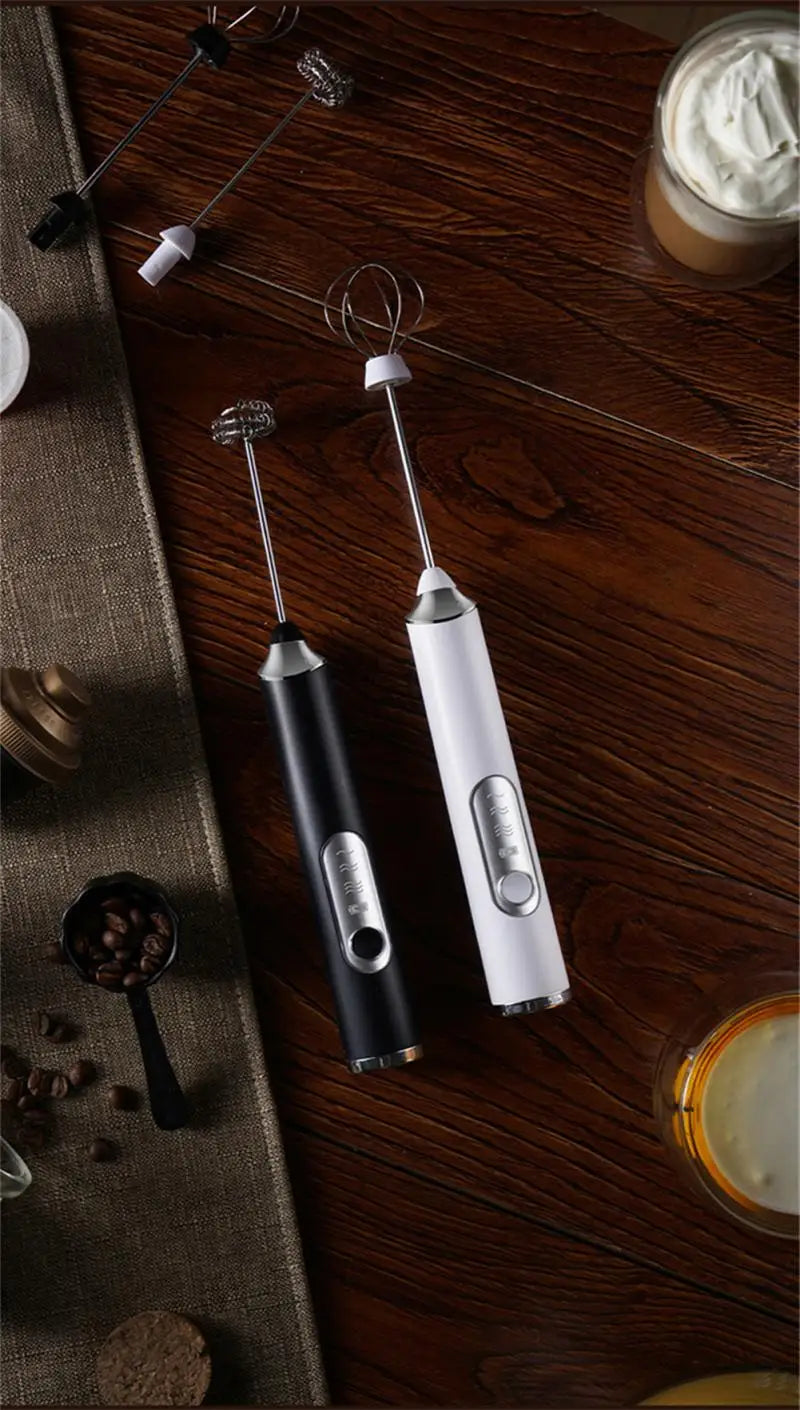 Wireless Electric Milk Frother USB Rechargeable Handheld Coffee Whisk Mixer