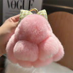 Cute Rabbit Bow Plush Keychain Bag Charm Gift for Girls and Women