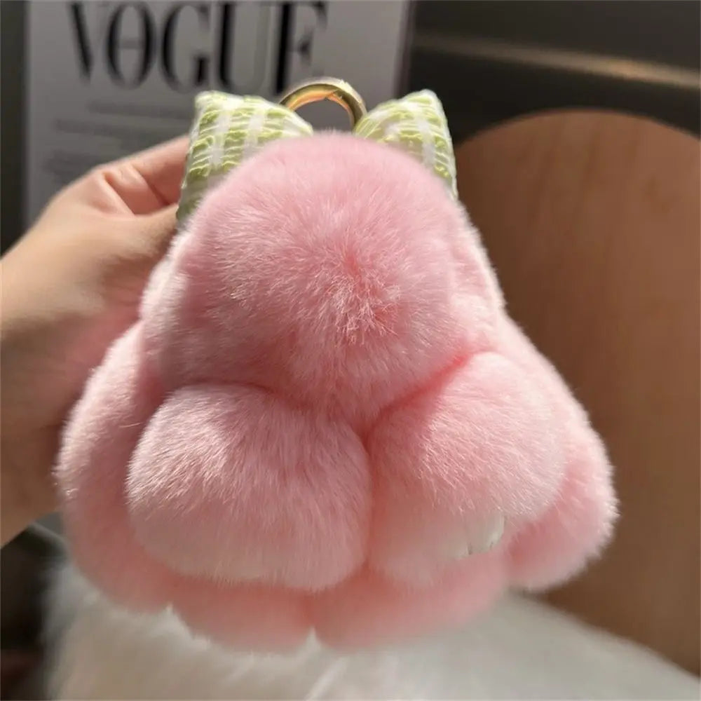 Cute Rabbit Bow Plush Keychain Bag Charm Gift for Girls and Women