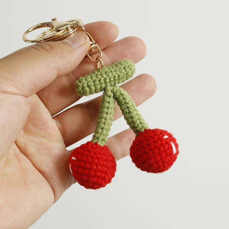 Cute Fruit Crochet Keychain Strawberry Cherry Bag Charm
