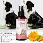 No Rinse Pet Detangler Spray for Long Hair Dogs Cats Removes Mats Knots Reduces Static Softens Fur Daily Grooming Care 50ml