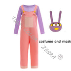 The Amazing Digital Circus Rabbit Jax Cosplay Costumes Masks Rabbit Ear Hairband Pink Overalls Purple Long Sleeve Shirt for Kids