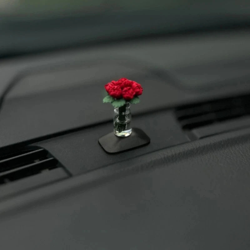 Dainty Roses Car Center Console Window Ornament, mini Cute Car Accessories, Ladies Car Personality Beautiful Interior Ornaments