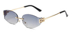 Rimless Oval Oversized Gradient UV400 Sunglasses for Women
