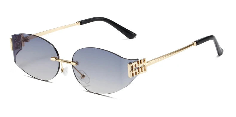 Rimless Oval Oversized Gradient UV400 Sunglasses for Women