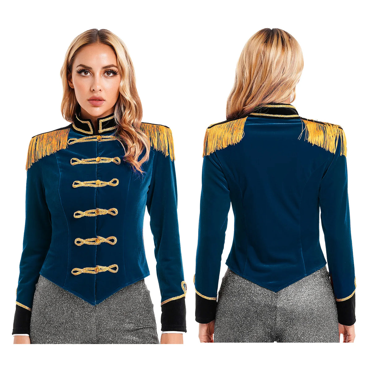 Women Circus Ringmaster Costume Showman Majorette Tassel Tailcoat Jacket Halloween Carnival Lion Tamer Cosplay Costumes