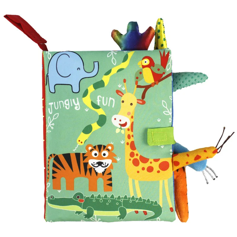 Baby Sensory Cloth Book with Crinkle Pages and Interactive Rattle
