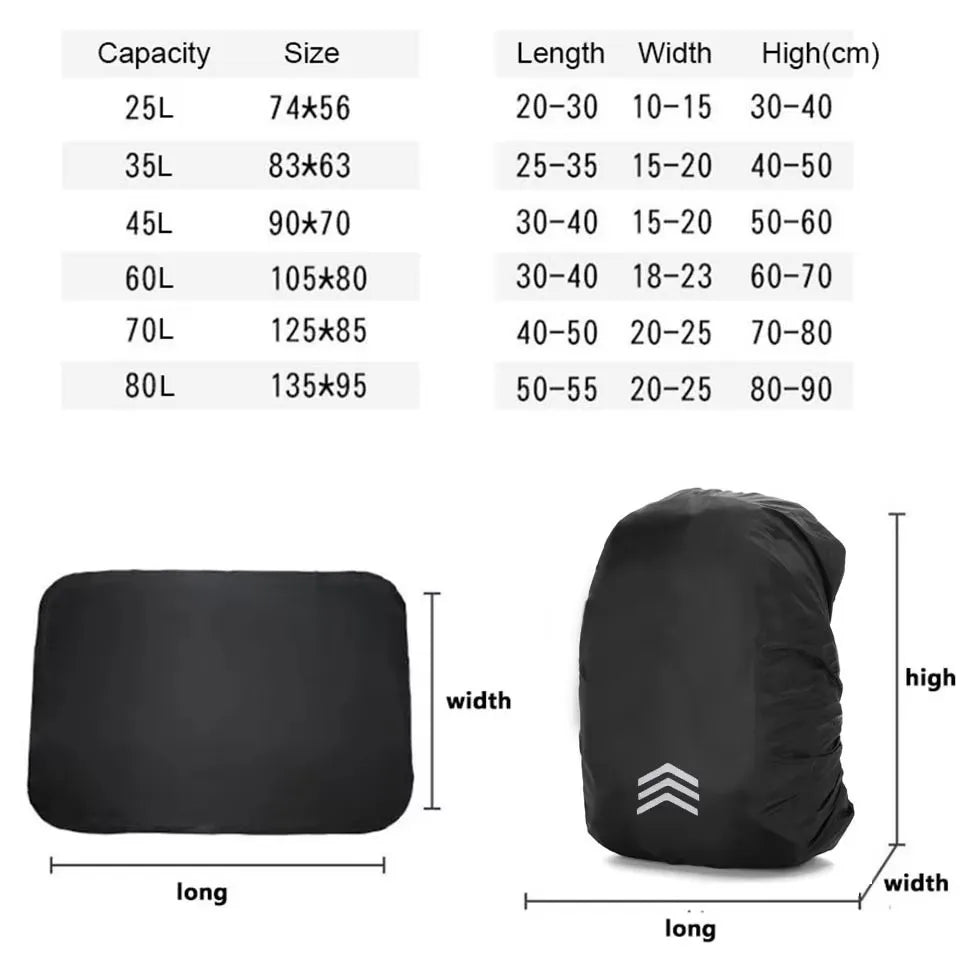 Waterproof Reflective Backpack Rain Cover for 25L–60L Backpacks