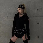 Punk Wide Elastic Eyelet Headband for Women