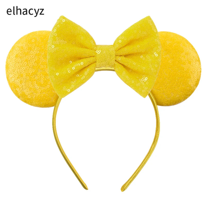Embroidered Sequin Ears Bow Headband for Women & Girls