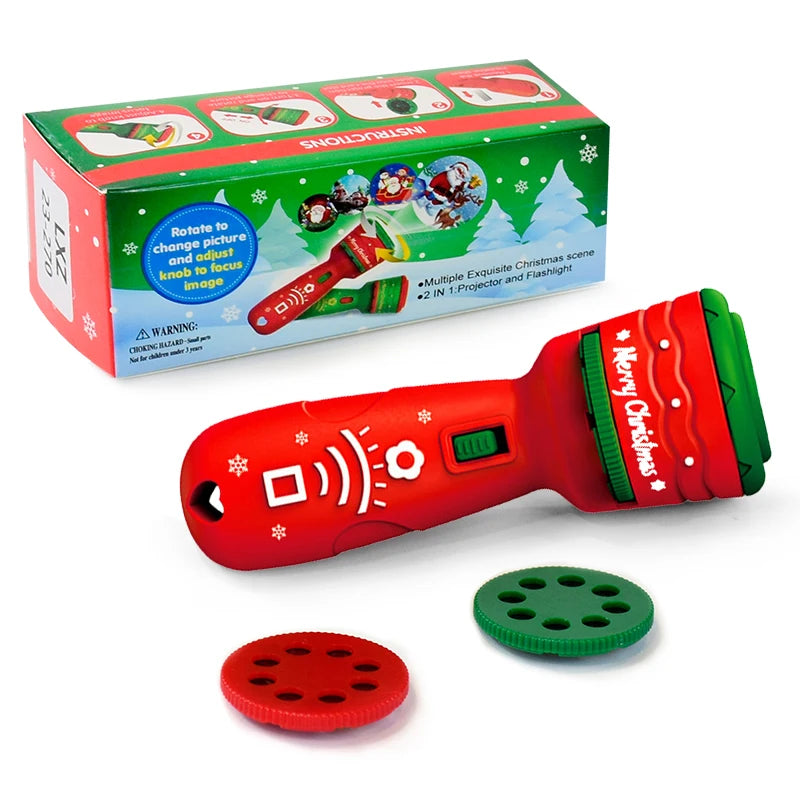 Kids Projector Flashlight Toy  Cognitive Lighting Cartoon Xmas Pattern Fun Projector Children Boy Girl Gift