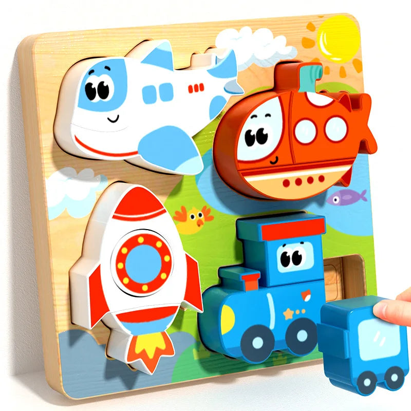 Montessori Wooden Color & Shape Matching Building Blocks