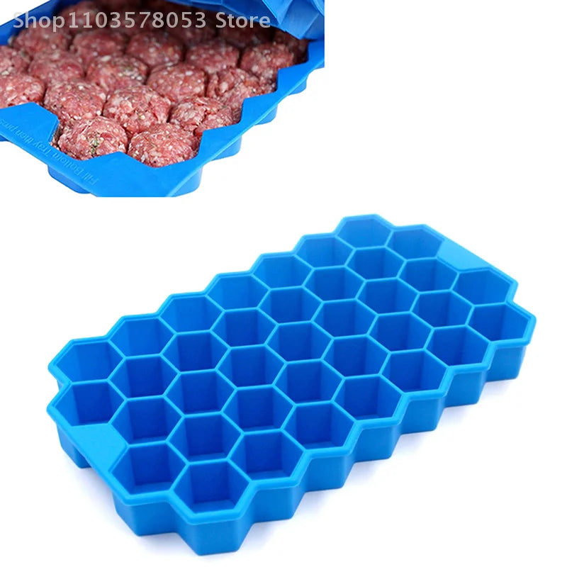37 Grid Silicone Meatball Mold with Lid for Rice and Fish Balls