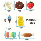 16 Pack Random Squeaky Dog Plush Toy Set Mixed Fruit Animal Stuffed Chew Toys Interactive Teething Pet Toy Gift Pack
