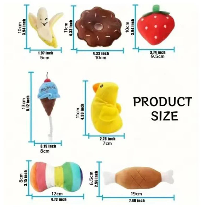 16 Pack Random Squeaky Dog Plush Toy Set Mixed Fruit Animal Stuffed Chew Toys Interactive Teething Pet Toy Gift Pack
