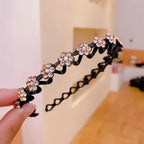 Non-Slip Rhinestone Wave Headband for Women