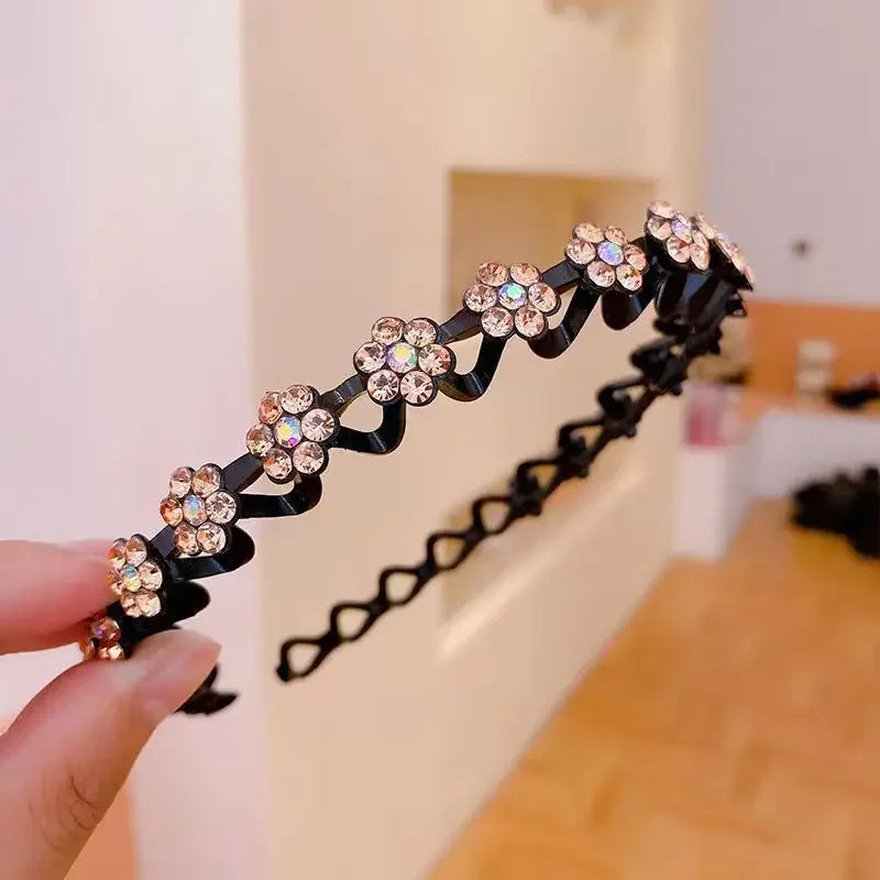 Non-Slip Rhinestone Wave Headband for Women