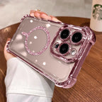 Transparent Plating Shockproof Glitter Magnetic Phone Case For iPhone 18 17 15 16 14 11 12 13 Pro Max Plus Air For Magsafe Cover