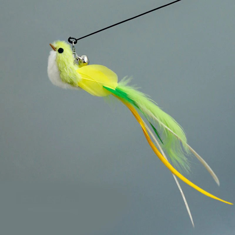 Interactive Bird Feather Cat Wand Toy for Indoor Hunting Play