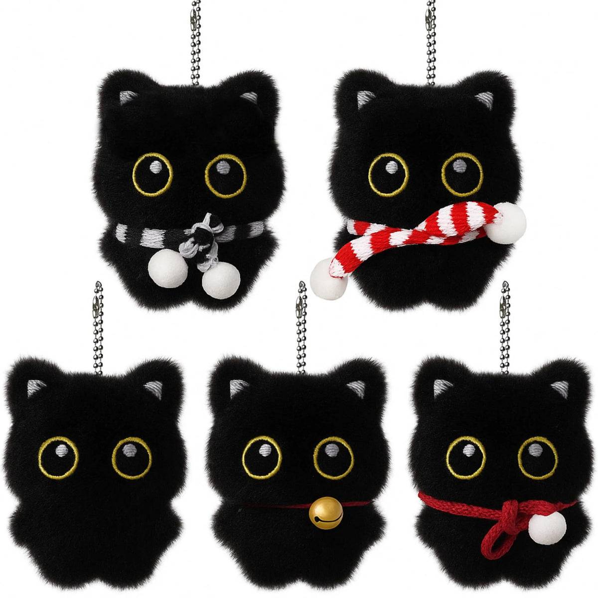 Assorted Black Cat Plush Keychain Cute Bag Charm