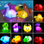 Glowable Animal Washing Water Set Floating Water Light Net Fishing Fish Playing Water Toys Children's Baby Bath Toys Floating