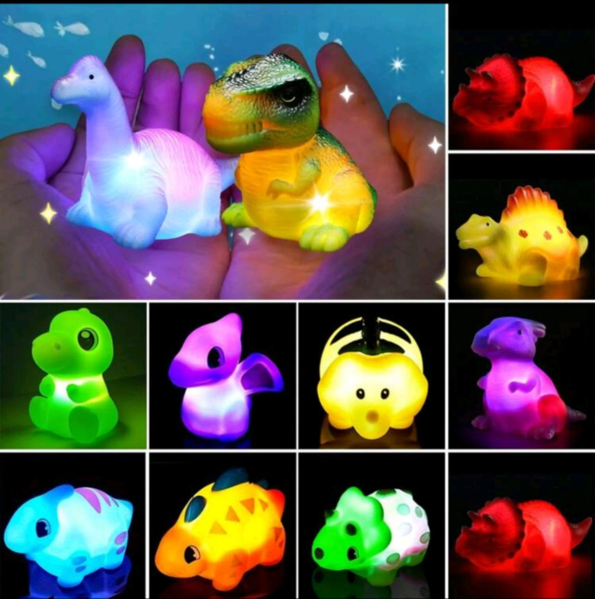 Glowable Animal Washing Water Set Floating Water Light Net Fishing Fish Playing Water Toys Children's Baby Bath Toys Floating