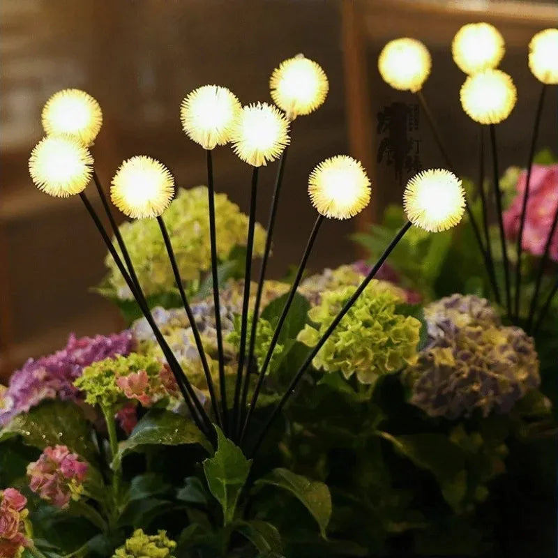 Solar Powered Plush Ball Lights for Outdoor Courtyard Atmosphere Decoration, Lawn Decoration, Dandelion Ground Mounted Lights