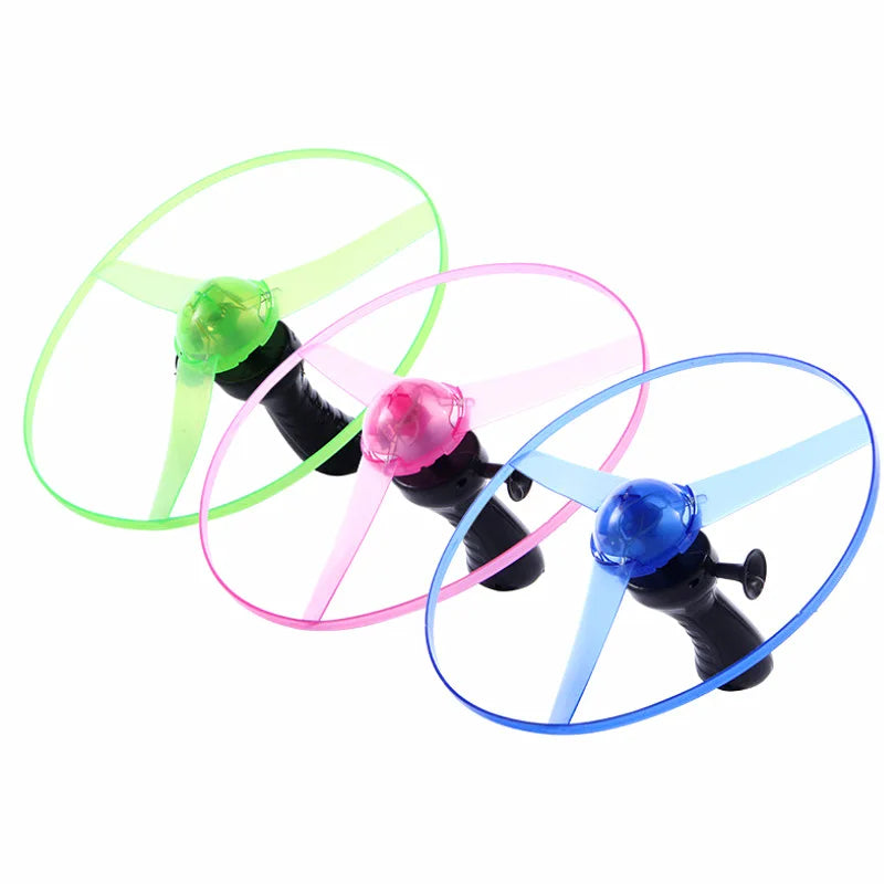 LED Pull String Flying Saucer Toy for Kids Outdoor Play